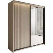 Meubella - Kledingkast Timoteo - Beige - 200 cm - Met spiegel