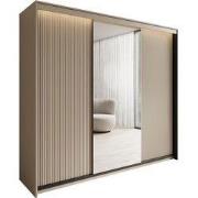 Meubella - Kledingkast Timoteo - Beige - 250 cm - Met spiegel