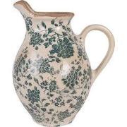 Clayre & Eef Decoratie Kan 21x16x24 cm Beige Keramiek Bloemen