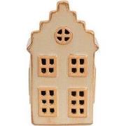 Clayre & Eef Decoratie Huis met LED 6x6x11 cm Beige Porselein