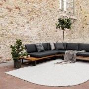 Buitenkleed Ronde hoek - Mono - Grijs/Wit - Dubbelzijdig - EVA Interio...