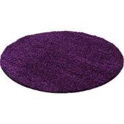 Tapijtenloods Basic Rond Shaggy vloerkleed Paars Hoogpolig- 80 CM ROND