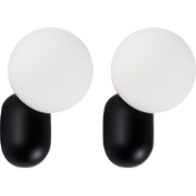 HELME - Wandlamp set van 2 - Zwart - Opaalglas