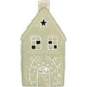 Clayre & Eef Waxinelichthouder Huis 11x9x21 cm Groen Keramiek