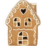 Clayre & Eef Gingerbread house met LED 8x6x11 cm Bruin Keramiek