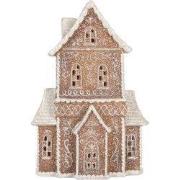 Clayre & Eef Gingerbread house met LED 16x8x23 cm Bruin Kunststof