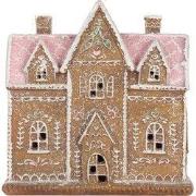 Clayre & Eef Gingerbread house met LED 21x8x20 cm Bruin Kunststof