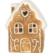 Clayre & Eef Decoratie Huis met LED 8x6x11 cm Bruin Keramiek