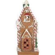 Clayre & Eef Gingerbread house met LED 15x9x20 cm Bruin Kunststof