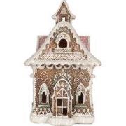 Clayre & Eef Gingerbread house met LED 16x15x25 cm Bruin Kunststof