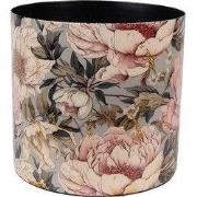 Clayre & Eef Bloempot Ø 16x15 cm Grijs Roze Metaal Bloemen
