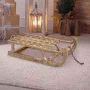 Deco Slede 50,5x13,5x23,5 cm bruin hout met LED