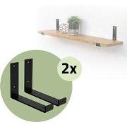 Set van 2 muurbeugels Plankdrager 2x 200 x 140 mm zwart staal ML desig...
