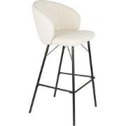 Housecraft Living Joa Barkruk met rugleuning 75 cm Boucle Wit - Set va...