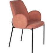 Housecraft Living Tjarda Eetkamerstoel met armleuning Oudroze - Set va...