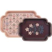 Clayre & Eef Dienblad set van 2 Grijs Hout Bloemen