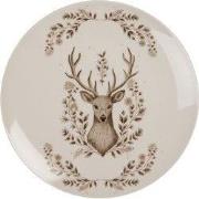 Clayre & Eef Ontbijtbord Ø 20x2 cm Beige Porselein Hert