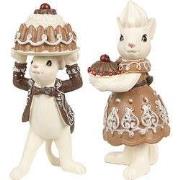 Clayre & Eef Kerstdecoratie Beeld Muis 5x5x11 / 5x5x10 cm Bruin Kunsts...