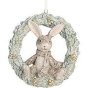Clayre & Eef Kersthanger Konijn 8x3x8 cm Grijs Kunststof