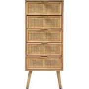 Ladekast met 5 lades en natuurlijke rotan voorkant - L36,5 x H100,5 cm...