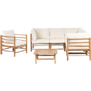 CERRETO - Loungeset 6-zits hoekbank - Gebroken wit - Bamboehout