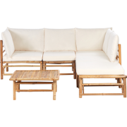 CERRETO - Loungeset 5-zits hoekbank - Gebroken wit - Bamboehout