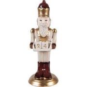 Clayre & Eef Kerstdecoratie Beeld Notenkraker 10x10x27 cm Beige Kerami...