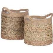 Anne basket l. brown set of 2 - h28xd30cm