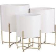 Aries Plant Pot on Stand - Set of 3 - H32 x Ø24 cm - White