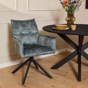 Starfurn Eetkamerstoel Dani Velvet | Blue | Met armleuning - set van 2