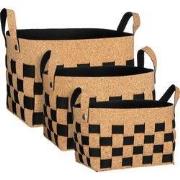 Basket rectangle black set of 3 - l40xw30xh30cm