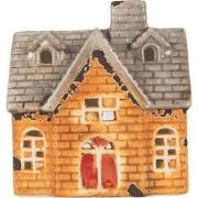 Clayre & Eef Waxinelichthouder Huis 13x8x14 cm Oranje Keramiek