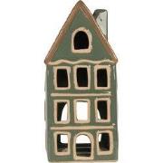 Clayre & Eef Waxinelichthouder Huis 9x8x19 cm Groen Keramiek