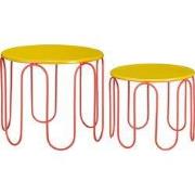 Mica Decorations Dione Bijzettafel - Set van 2 - H40 x Ø46 cm - Metaal...