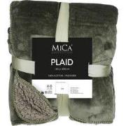 Mica Decorations Mardy Fleece Plaid - L200 x B150 cm - Donkergroen