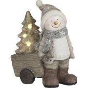 Snowman Christmas Statue with Lights - L32 x W20 x H41 - Gray