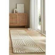 Loper - Zen Modern Japandi - Laagpolig - 100% Wol - Naturel / Beige 60...