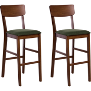 AMBLER - Barkruk set van 2 - Donkerbruin/Groen - Rubberhout