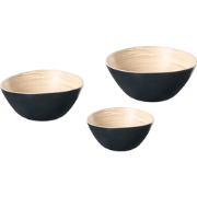BONHEUR - Set van 3 decoratieve schalen - Zwart - Bamboe