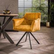 Set van 2 Eetkamerstoelen Lino Velvet Goud Draaibaar