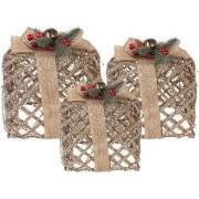 Clayre & Eef Kerstdecoratie met LED-verlichting Cadeau 25 / 20 / 15 cm...