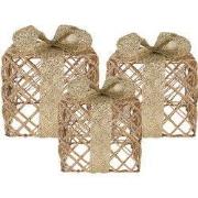 Clayre & Eef Kerstdecoratie met LED-verlichting Cadeau 25 / 20 / 15 cm...