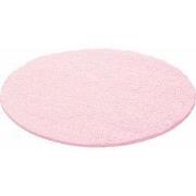 Tapijtenloods Basic Rond Shaggy vloerkleed Roze Hoogpolig- 80 CM ROND