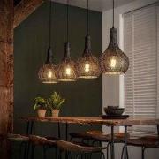 Hanglamp industrieel Armoor 3-lichts ovaal zwart bruin