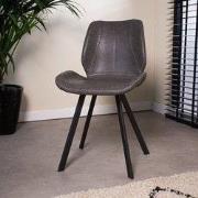 Industriële Eetkamerstoel Antraciet Barry Kunstleer - Zonder Armleunin...