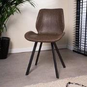 Industriële Eetkamerstoel Taupe Barry Kunstleer - Zonder Armleuningen