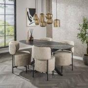 Eettafel Dolore 180x90 cm Deens Ovaal Marmerlook Zwart