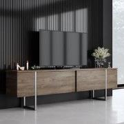 TV Meubel Walnoot Luxe 180x50x30 - Zilver Frame