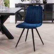 Set van 4 Eetkamerstoelen Sadie Velvet Blauw - Zonder Armleuningen