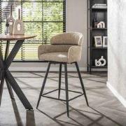 Set van 2 barkrukken Sienna Bouclé zand ronde rug draaibaar